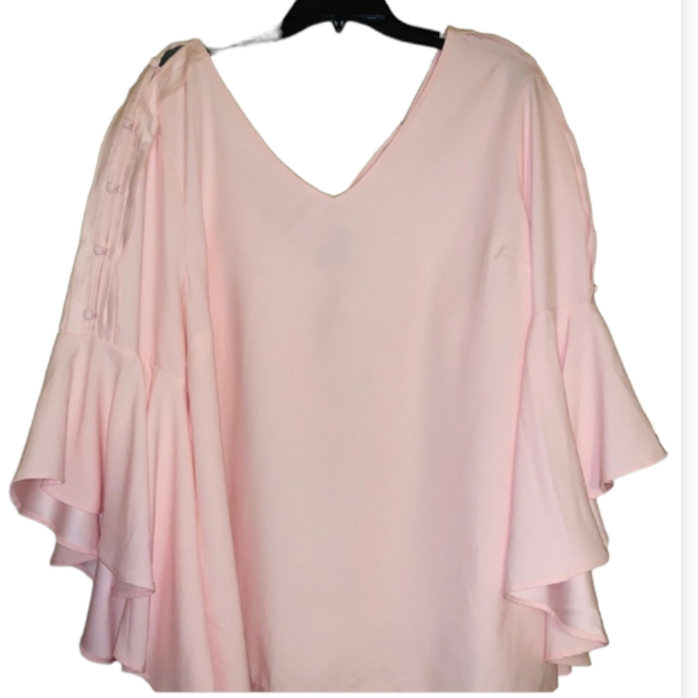 Lane Bryant Pink Kimono Long Sleeve Top Blouse Plus Size Back Tie Closure - Picture 3 of 10